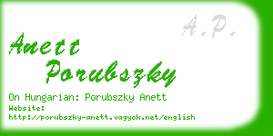 anett porubszky business card